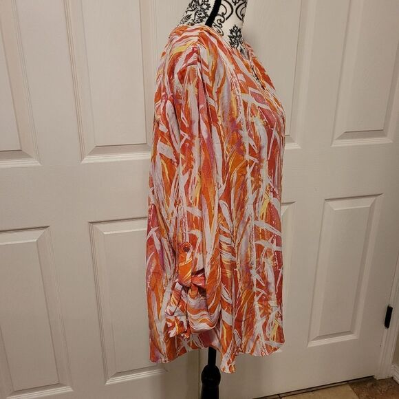 Zac & Rachel Button Sleeve Crepe Chiffon Blouse - Picture 6 of 10